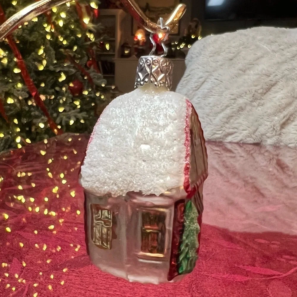 Vintage Ornament West Germany Blown Glass House Christmas Mercury Gingerbread
